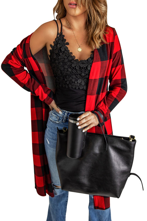 Print Colorblock Long Cardigan